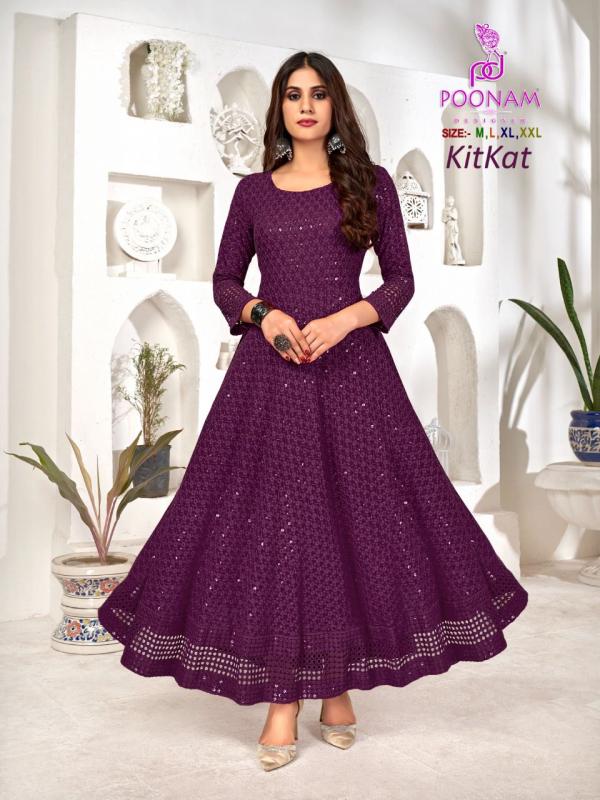 Poonam Kitkat Rayon Fancy Wear Anarkali Kurti Collection